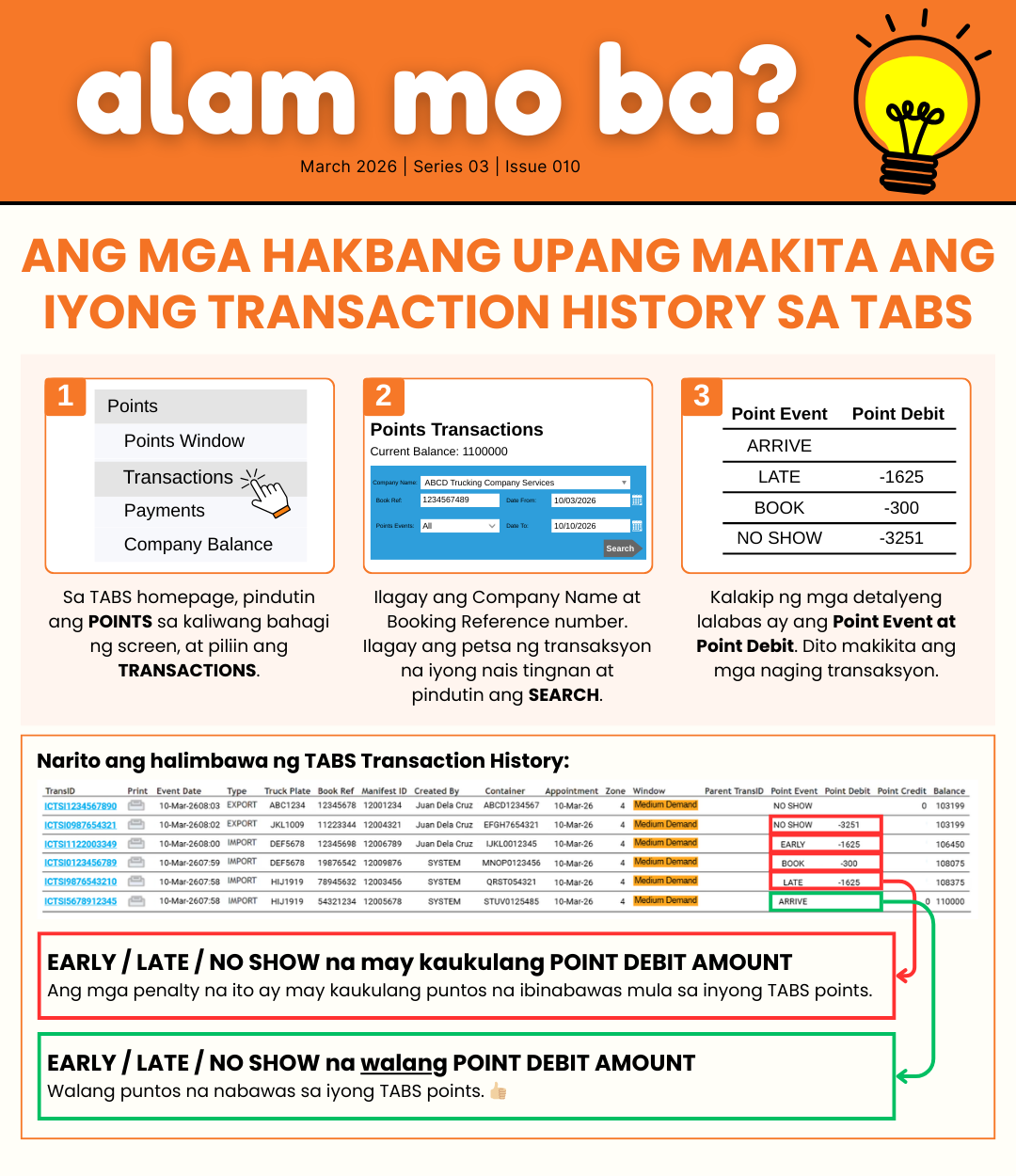 Advisory #010: Alam Mo Ba? Ang mga hakbang upang makita ang iyong Transaction History sa TABS